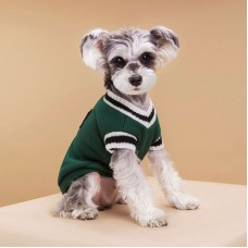 Autumn Knit Dog Vest - V-Neck Preppy Style for Small Pets