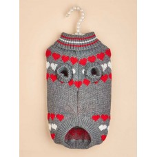 Heart Pattern Turtleneck Dog Sweater