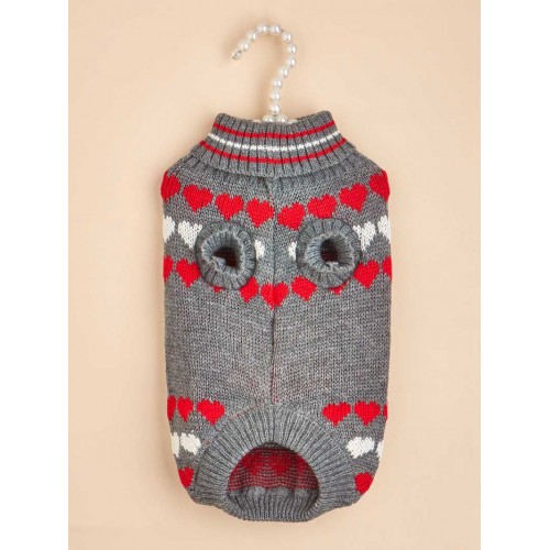 Heart Pattern Turtleneck Dog Sweater