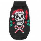 Skull Pattern Knit Dog Sweater – Holiday Streetwear for Pets