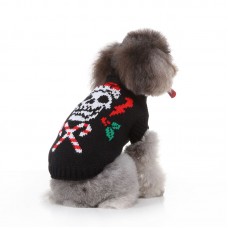 Skull Pattern Knit Dog Sweater – Holiday Streetwear for Pets