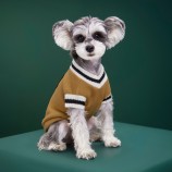 Autumn Knit Dog Vest - V-Neck Preppy Style for Small Pets