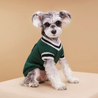 Autumn Knit Dog Vest - V-Neck Preppy Style for Small Pets