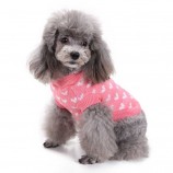 Christmas Gift dog Sweater – Pink Heart Holiday Knitwear