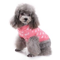Christmas Gift dog Sweater – Pink Heart Holiday Knitwear