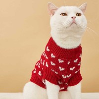 Red Heart Knit Cat Sweater - LovelyPetpal