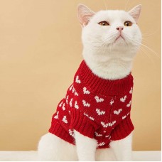 Red Heart Knit Cat Sweater - LovelyPetpal