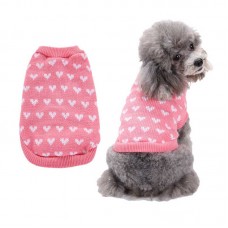 Festive dog Jumper – Pink Heart Knit for Holiday Season