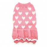 Festive dog Jumper – Pink Heart Knit for Holiday Season